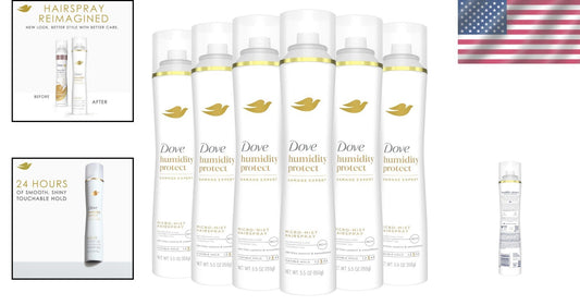 Flexible Hold Hairspray Pack of 6 - Humidity & Frizz Control with Coconut Oil