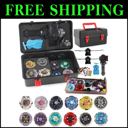 Battling Top Toy Set with 12 Spinning Tops & 3 Launchers - Gift for Kids Ages 6+