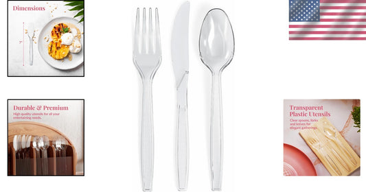 600-Piece Heavy-Duty Plastic Silverware Set for 200 Guests - Elegant Disposab...