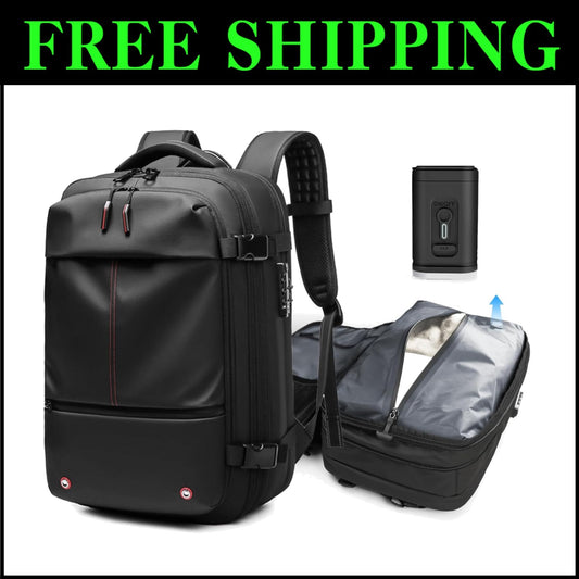 Lightweight Travel Backpack with Vacuum System and Reflective Safety Features