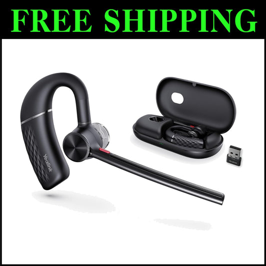 Teams Certified Bluetooth Headset with USB Dongle & Noise Cancelling Mics