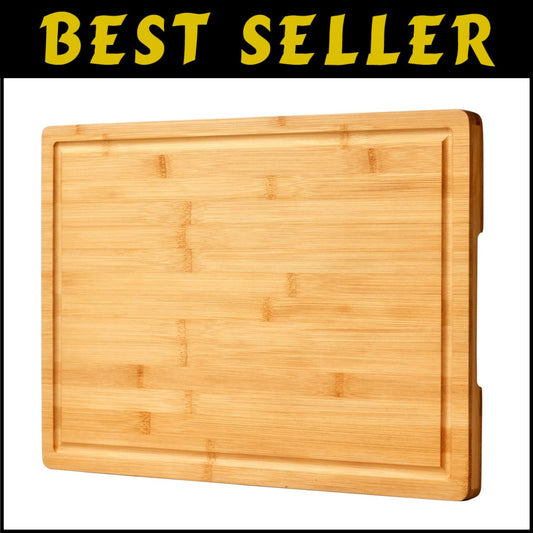Durable 24x18" Bamboo Cutting Board with Handles & Juice Grooves for Easy Prep