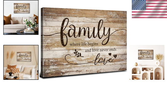 Vintage-Inspired Family Canvas Wall Art - Rustic 16x24” Home Accent Piece