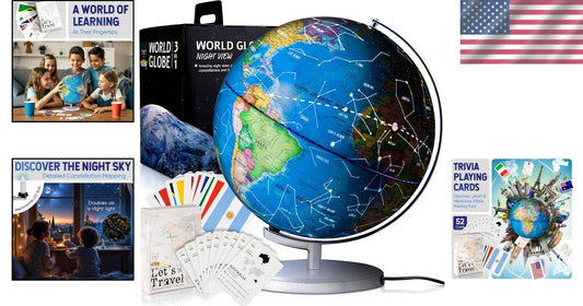 9" Illuminated Kids World Globe - Interactive STEM Learning and Nightlight