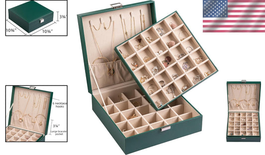 Stylish Dustproof Jewelry Case with 50 Slots for Earrings, Necklaces & Bracelets