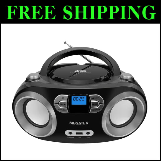 Multi-Functional Portable CD Boombox with USB and AUX - Great Sound Quality