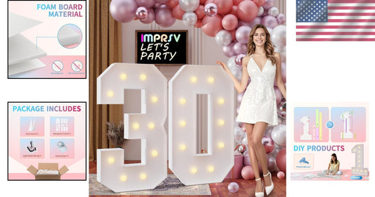 Eye-Catching 4 Foot Blocked Font Number 30 for Birthday and Anniversary Decor