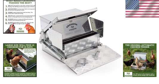 Automatic Chicken Feeder - 40lb Capacity for 12 Chickens, Rat Proof & Spill-Free