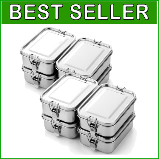 Durable 850ml Stainless Steel Lunch Box Set with Lockable Clips - 8 Containers