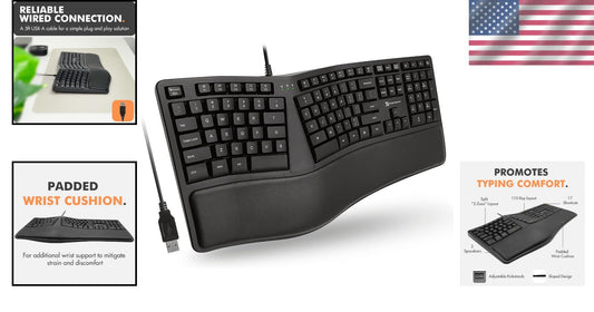 X9 Wired Ergonomic Keyboard: Cushioned Wrist Rest and 110 Keys for Productivity