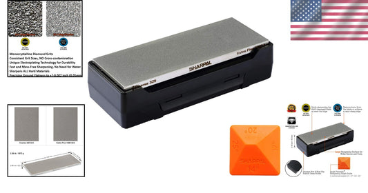 8x3 Double-Sided Diamond Whetstone with Angle Guide & Non-Slip Storage Base