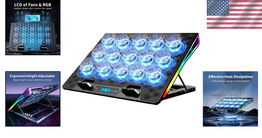 Advanced 15-Fan Laptop Cooler Pad - Ergonomic, RGB, and Dual USB Ports Included