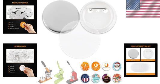 Craft Your Own Pins: 500 Sets of 58mm Button Maker Parts & Supplies