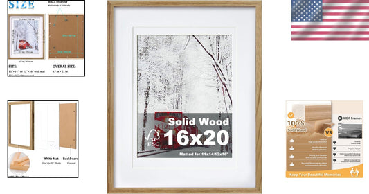Superior Quality 16x20 Picture Frame: Solid Wood with Plexiglass, Ideal Gift