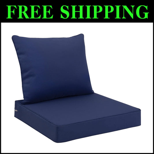 Elegant 24x24" Memory Foam Outdoor Cushion Set with Zipper & Adjustable Straps