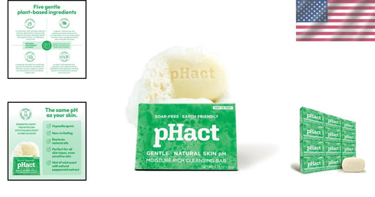 pHact Moisture-Rich Mint Cleansing Bar - Eco-Friendly 12-Pack for All Skin Types