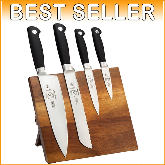 Ergonomic Genesis 5-Piece Kitchen Knife Set with 10-Inch Bread Knife and Magnet