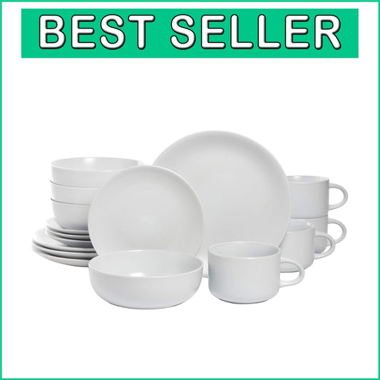 Elegant Matte Stoneware Dinnerware Pack of 16 - Microwave & Dishwasher Safe