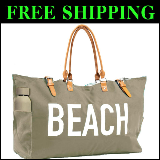 Foldable Waterproof Tote with Vegan Leather Handles for Ultimate Convenience