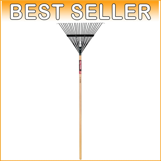 Efficient Garden Leaf Rake - 24-Inch Steel Head with Comfortable 54-Inch Handle