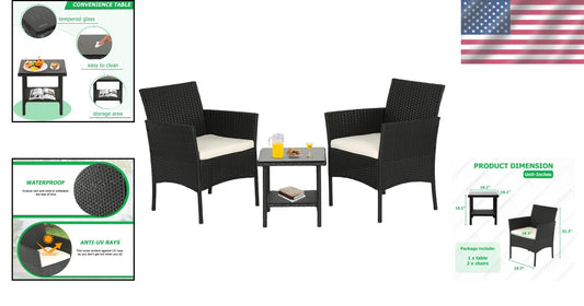 Comfortable Patio Wicker Chair Set with Glass Coffee Table for Yard Bliss