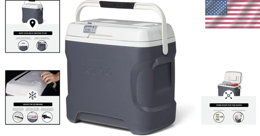 Quiet 12V Electric Cooler - Iceless Portable Fridge with Spacious 28 Qt Capacity