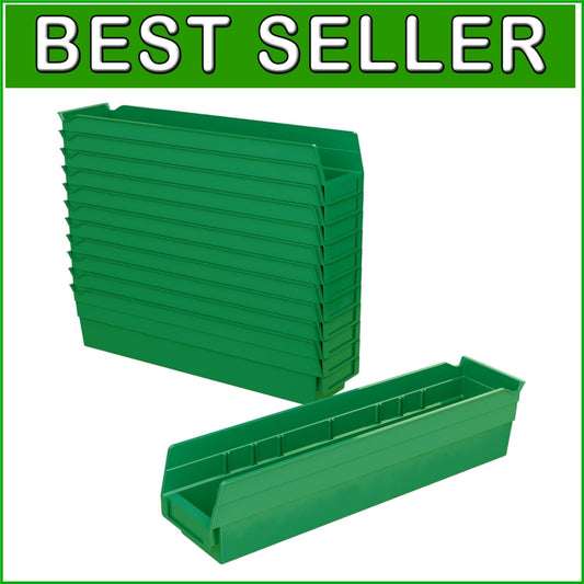 Durable 12-Pack Green Plastic Shelf Bins – Perfect for Closet and Drawer Storage