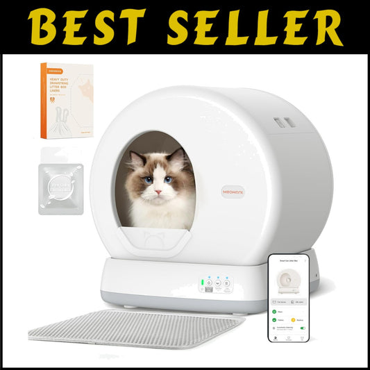 Extra Large Automatic Cat Litter Box with Odor Control & Whisper-Quiet Function