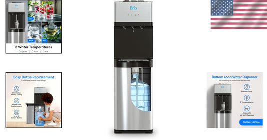 Effortless Bottom Loading Stainless Steel Water Dispenser with Safety Lock