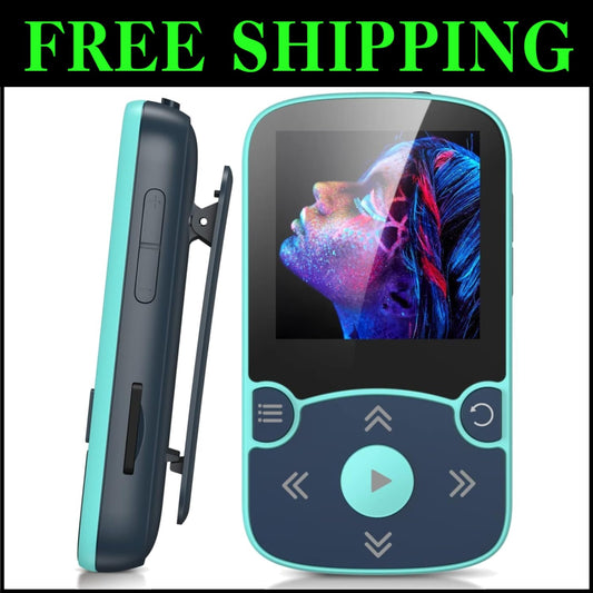 Compact 64GB Bluetooth MP3 Clip with Pedometer - FM Radio & Voice Recorder