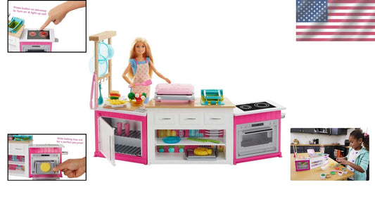Barbie Chef Kitchen Playset - Lights, Sounds, and 5 Colors of Dough for Ages 4+