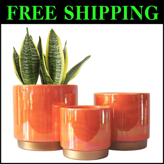 Bohemian Ceramic Flower Planters with Drainage Holes - Indoor/Outdoor Use