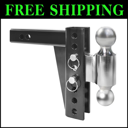 Adjustable Dual Ball Mount - 12,000 lbs Capacity for 2" Receiver, Dual Balls