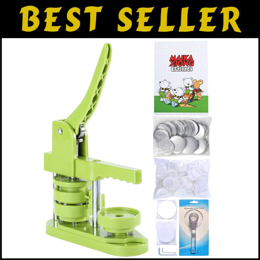 58mm Button Maker Machine Set - DIY Craft Badge Press with 100 Button Parts