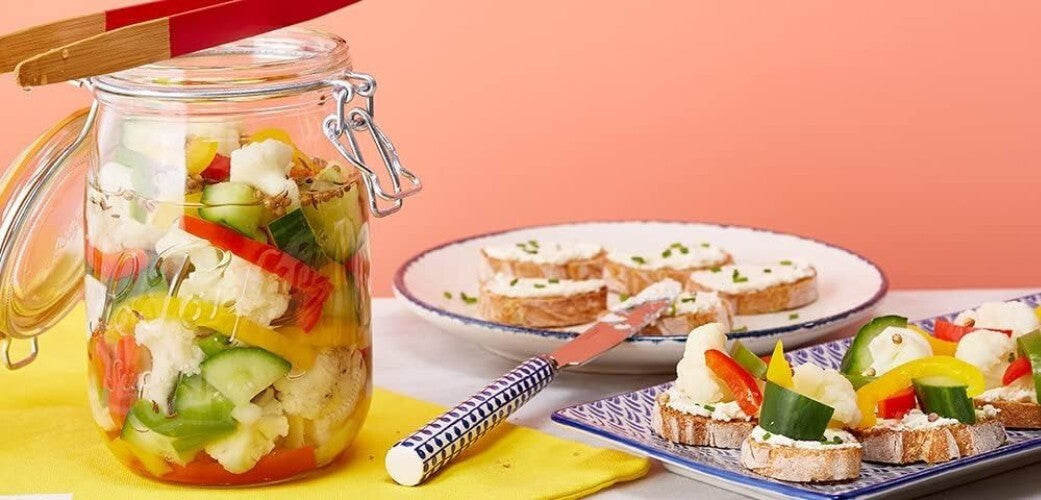 32oz Wide Mouth Glass Jars - Durable Airtight Storage + Dishwasher Safe, 4 Pack