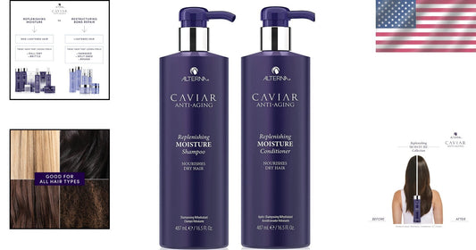 CAVIAR Anti-Aging Moisture Shampoo & Conditioner Set - Sulfate Free, 16.5 Fl Oz