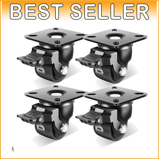 Corrosion-Resistant 2-Inch Caster Wheel Set with 360° Swivel & Brake - 4 Pack