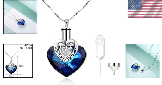 Forever in My Heart: Crystal Urn Necklace with Ash Storage - Elegant Keepsake