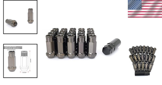 M12x1.5 Titanium Open-End Lug Nuts - 20 Pieces + Socket Key Set for Custom Look