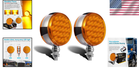2pcs Amber Dual-Face LED Turn Signal & Marker Lights for Heavy-Duty Trailers