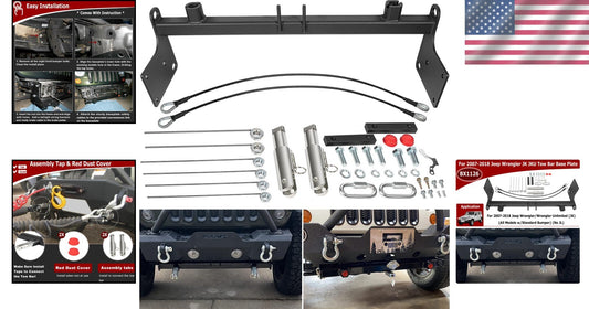 Easy Install Jeep Wrangler Tow Bar Base Plate - Perfect Fit for JK JKU 2007-2018