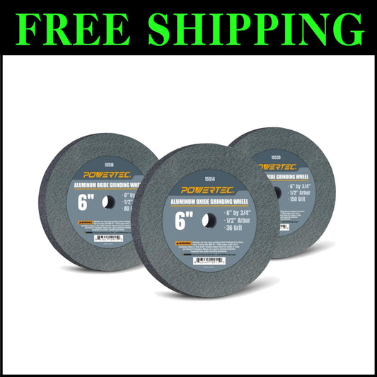 3-Pack Aluminum Oxide Bench Grinder Wheels, 6 Inch, for Sharpening & Shaping