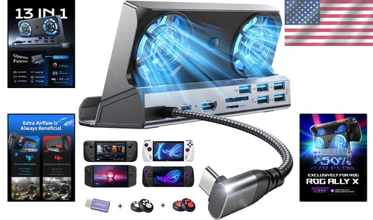 10-in-1 Docking Station for Steam Deck OLED & ROG Ally with Cooling Fans