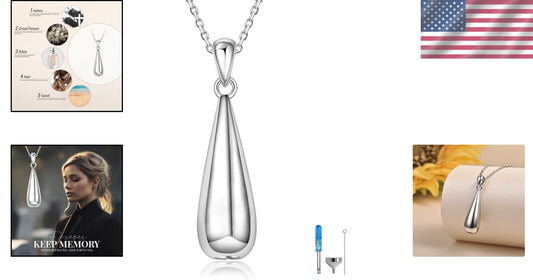 Elegant 925 Sterling Silver Teardrop Urn Pendant Necklace for Cherished Memories