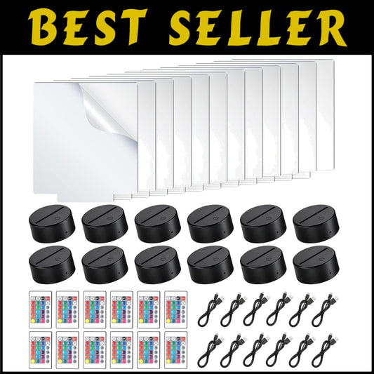 Transform Your Space with 12 Acrylic Sheets & LED Lamp Bases - Perfect for Gifts