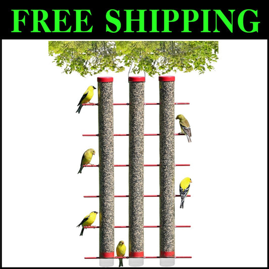 Large Capacity Finch Feeder – 3 Pounds of Seeds with 24 Perches for Goldfinches