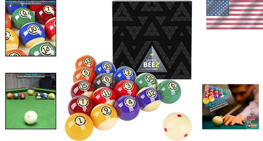 Tournament Grade Billiard Balls Set - 16 Poly-Resin Pool Balls for Professionals