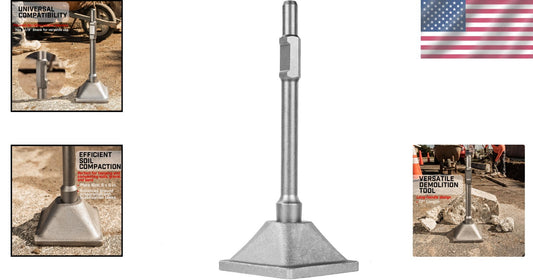 Durable 6" Tamper Plate & Shank for Versatile Demolition Hammer Projects
