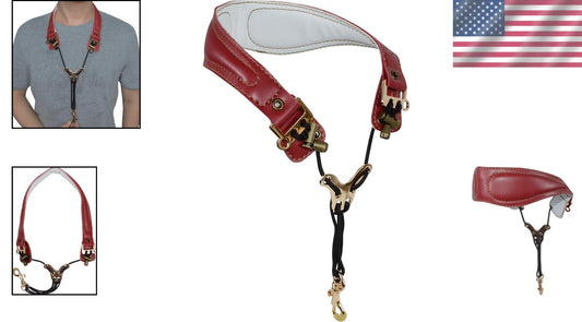 Elegant Leather Saxophone Neck Strap - Ergonomic and Breathable for Alto/Tenor