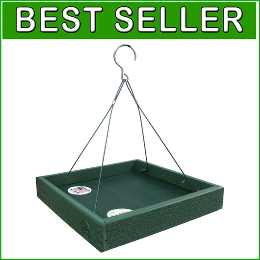 Eco-Friendly Platform Bird Feeder: 12.75" Durable Recycled Plastic Design